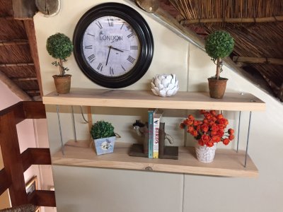 Manufactured a wall unit from scaffold plank.