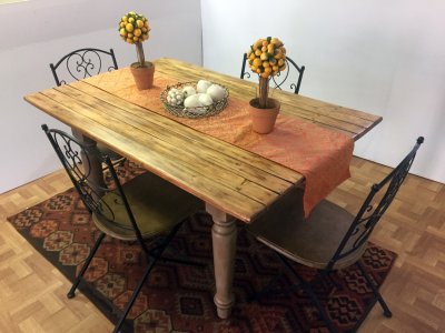 Manufactured Farmstyle Kitchen Table Painted & stained to client requirements (After)