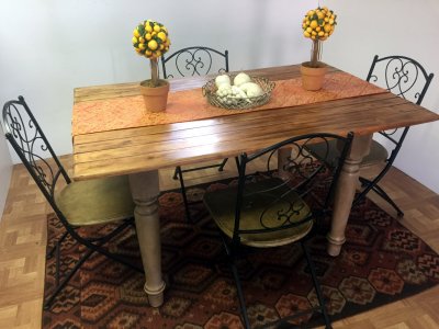 Manufactured Farmstyle Kitchen Table Painted & stained to client requirements (Before)